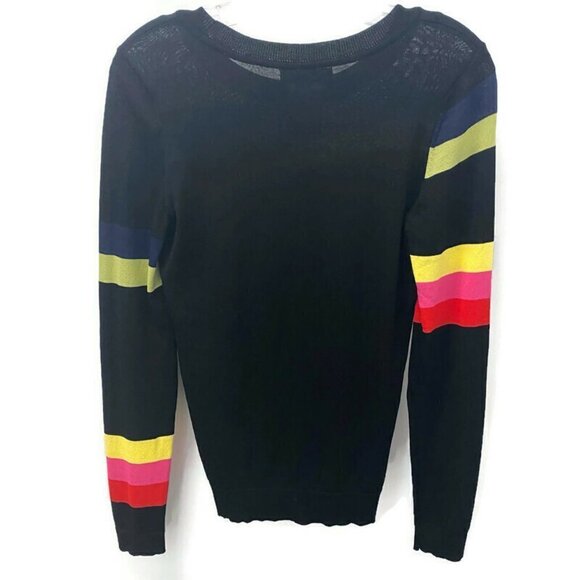 INC Black w/Color Stripes Long Sleeve Sweater - Picture 2 of 2